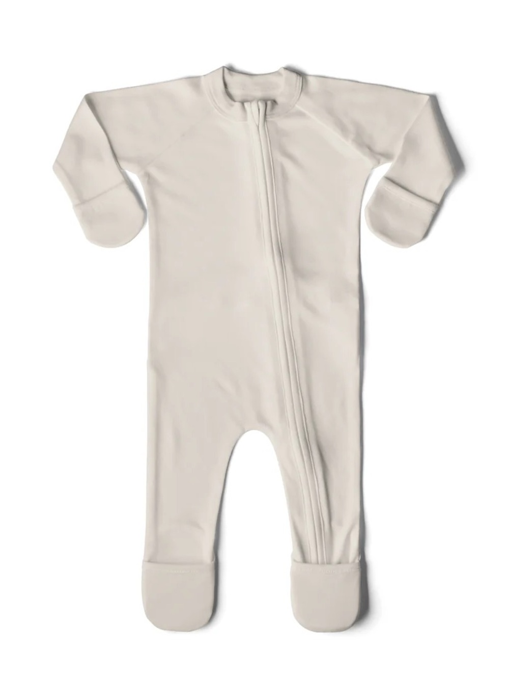 Goumi Kids Gender-Neutral “Grow With You” Footie in Birch/Tan: 12-18M